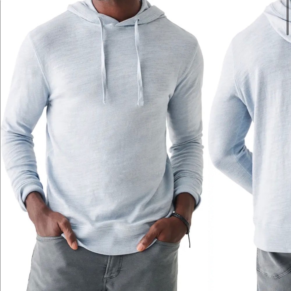 FAHERTY Large Mens Hoodie Slub Light Blue $98 Nordstrom 2021 Used Lightly